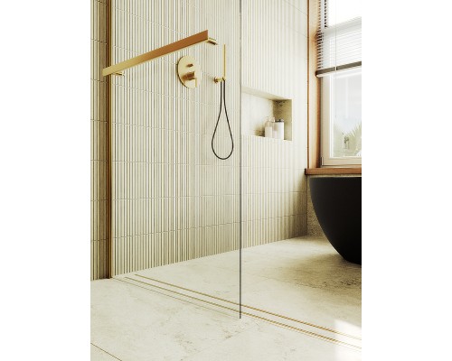 Душевая перегородка Maybah Glass MGD-732-3ш 890x1950 в широком профиле Золото стекло прозрачное