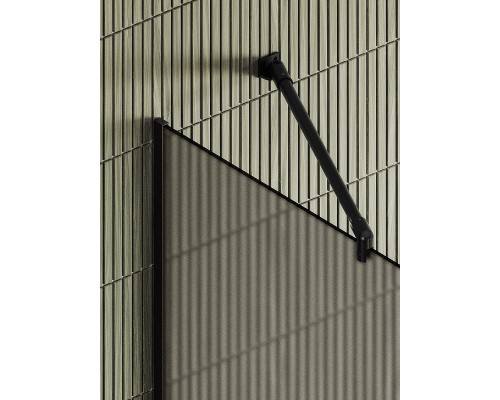 Душевая перегородка Maybah Glass 890x1950 в узком профиле Черный стекло бронзовое матовое