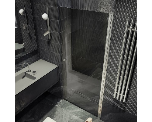 Душевая дверь Maybah Glass MGD-800-5 600x1980 на монопетле Хром матовый стекло графитовое