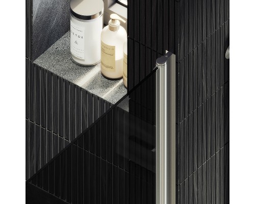 Душевая дверь Maybah Glass MGD-800-5 600x1980 на монопетле Хром матовый стекло графитовое