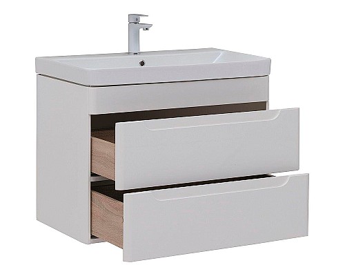 Тумба с раковиной Aquanet София 80 274192 подвесная Белый глянец