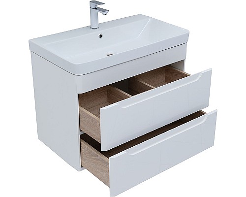 Тумба с раковиной Aquanet София 80 274192 подвесная Белый глянец