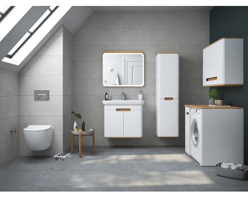 Шкаф пенал Vitra Sento 40 R подвесной с бельевое корзиной Белый матовый