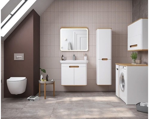Шкаф пенал Vitra Sento 40 R подвесной с бельевое корзиной Белый матовый