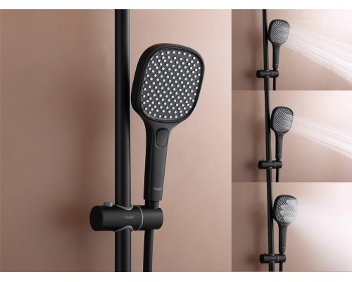 Душевая система Raglo R22.26.06 с термостатом Черная матовая