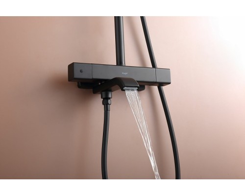 Душевая система Raglo R22.26.06 с термостатом Черная матовая