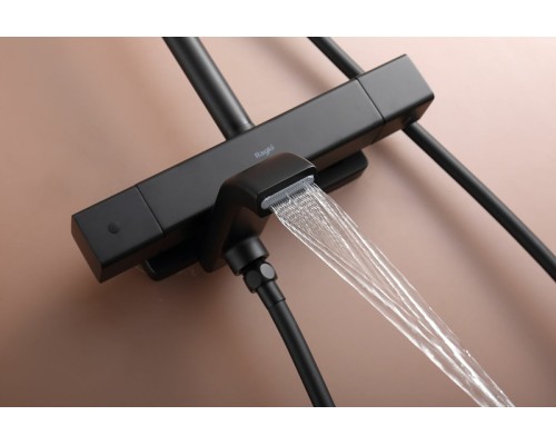 Душевая система Raglo R22.26.06 с термостатом Черная матовая