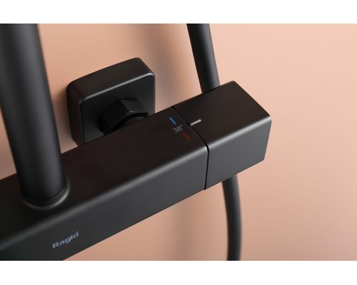 Душевая система Raglo R22.26.06 с термостатом Черная матовая