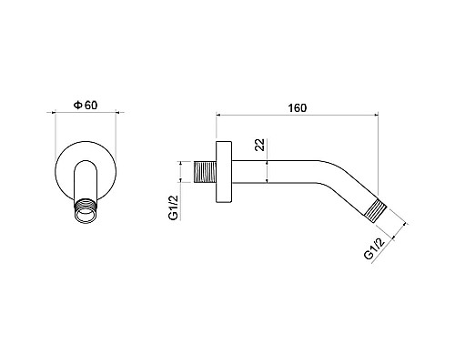 Кронштейн для верхнего душа Aquatek AQ2173MB Черный матовый