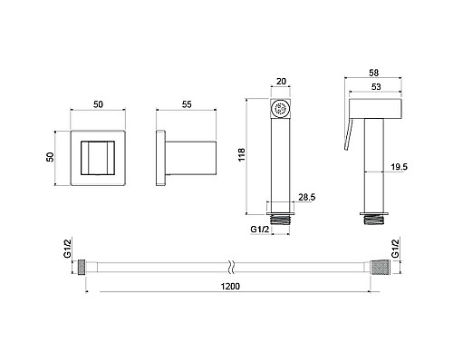 Гигиенический душ Aquatek AQ2053MB Черный матовый