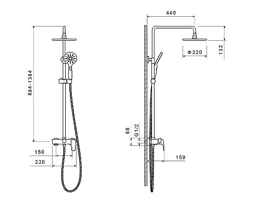 Душевая система Aquatek Бетта AQ2140MB Черная матовая