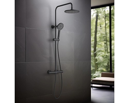 Душевая система Aquatek Европа AQ2343MB с термостатом Черная матовая