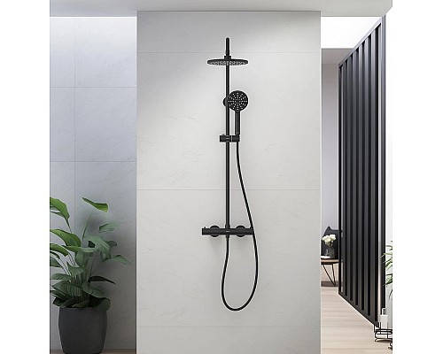Душевая система Aquatek Европа AQ2343MB с термостатом Черная матовая