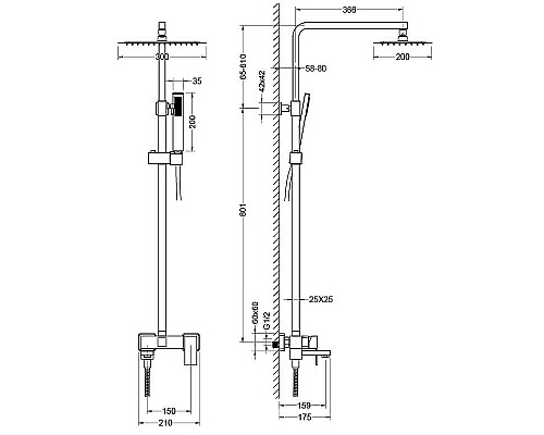 Душевая система Aquatek Либра AQ2640MB Черная матовая