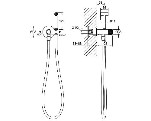 Гигиенический душ со смесителем Aquatek Бетта AQ1023MB Черный матовый