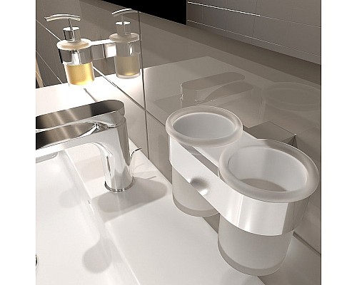 Стакан для зубных щеток Altasan Лотос ЛТ42Х двойной Хром