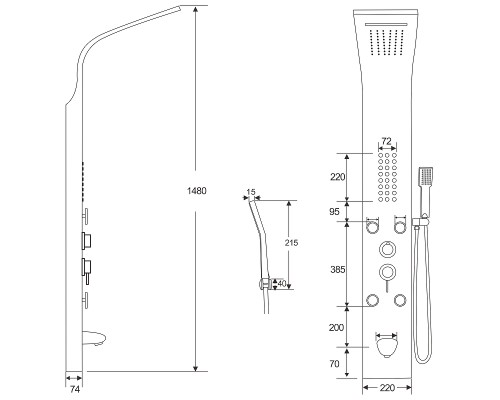Душевая панель Ceruttispa Victoria RG CT9977 с гидромассажем Розовое золото