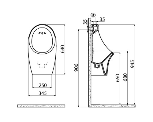Писсуар Creavit TP611-11CB00E-0000 подвесной Белый с нижней подводкой