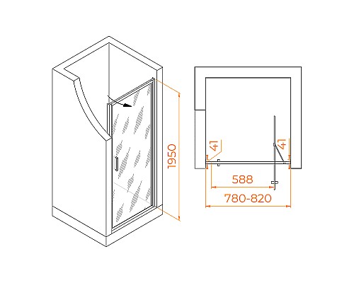 Душевая дверь RGW Stilvoll SV-05 80 70320508-31 профиль Хром стекло тонированное