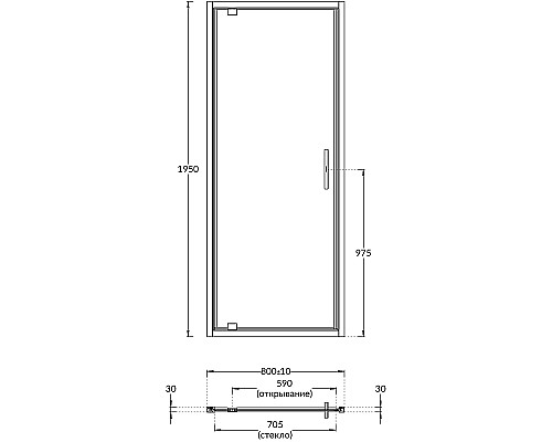 Душевая дверь Kerama Marazzi Vetro 80 VE.80.PD.BLK.M профиль Черный матовый стекло прозрачное