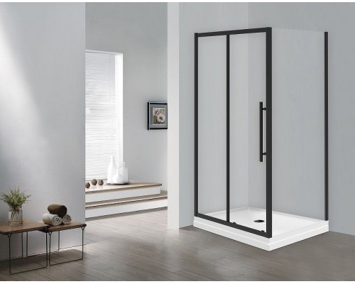 Душевой уголок Esbano Flex 100x80 профиль Черный стекло прозрачное
