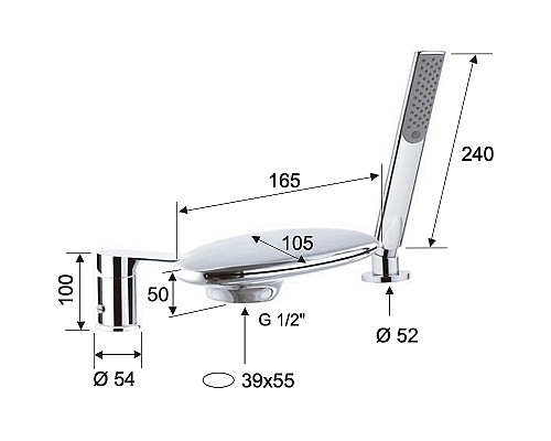 Смеситель на борт ванны Remer Infinity I07UFBG Золото брашированное