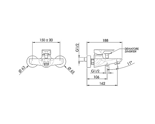 Смеситель для ванны Remer Infinity I05BO Белый матовый