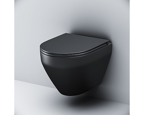 Комплект унитаза с инсталляцией AM.PM Spirit V2.0 FlashClean IS49038.701700MB с сиденьем Микролифт и Черной матовой клавишей смыва