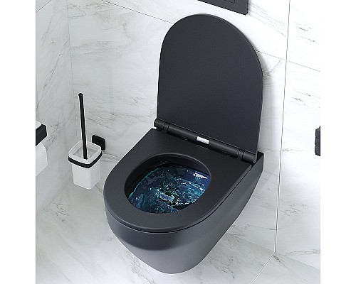 Комплект унитаза с инсталляцией AM.PM Spirit V2.0 FlashClean IS49038.701700MB с сиденьем Микролифт и Черной матовой клавишей смыва
