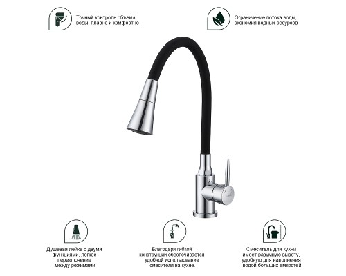 Смеситель для кухни Splenka S201.4306 Хром Черный