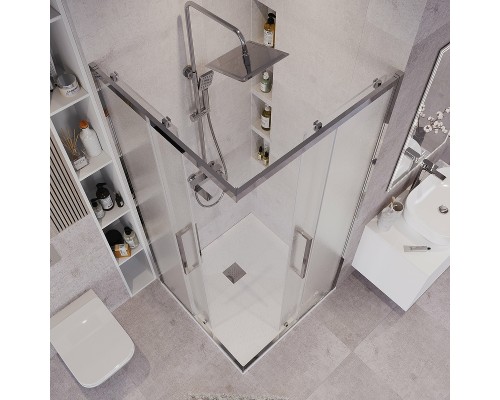 Душевой уголок Grossman Cosmo 100х100 300.K33.02.1010.10.02 профиль Хром стекло шиншилла