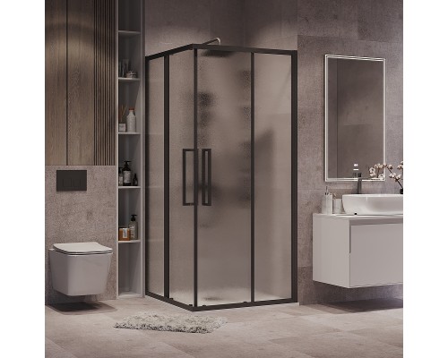 Душевой уголок Grossman Cosmo 80х80 300.K33.02.8080.21.02 профиль Черный матовый стекло шиншилла