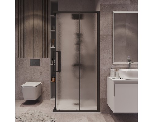 Душевой уголок Grossman Cosmo 80х80 300.K33.02.8080.21.02 профиль Черный матовый стекло шиншилла