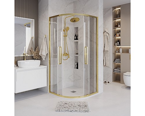 Душевой уголок Grossman Cosmo 100х100 301.K33.02.1010.32.00 профиль Золото сатин стекло прозрачное
