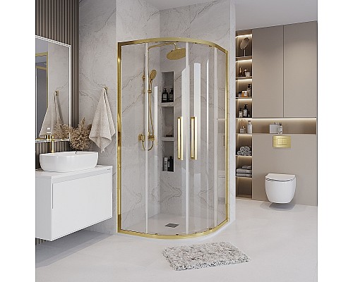 Душевой уголок Grossman Cosmo 100х100 301.K33.02.1010.32.00 профиль Золото сатин стекло прозрачное