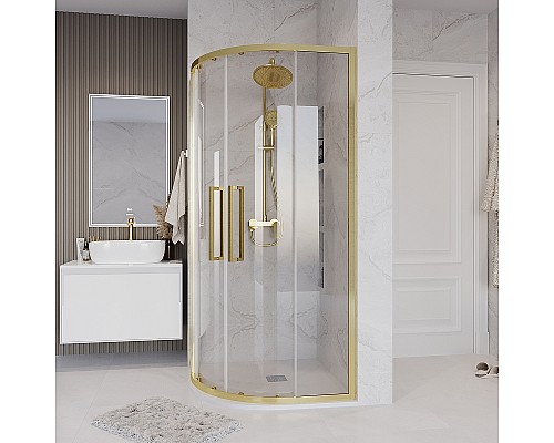 Душевой уголок Grossman Cosmo 100х100 301.K33.02.1010.32.00 профиль Золото сатин стекло прозрачное