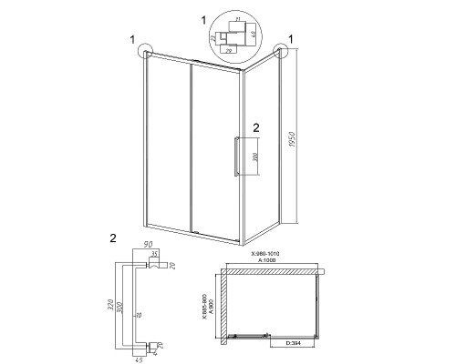 Душевой уголок Grossman Cosmo 100х90 120.K33.02.1090.10.02 профиль Хром стекло шиншилла