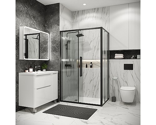 Душевой уголок Grossman Cosmo 110х80 120.K33.02.1180.21.02 профиль Черный матовый стекло шиншилла