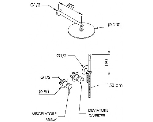 Душевая система Remer X-Style X96S02ODO Золото глянцевое