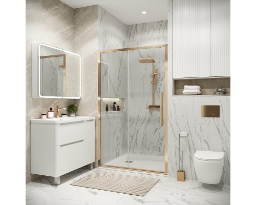 Душевая дверь Grossman Cosmo 100 100.K33.02.100.32.00 профиль Золото сатин стекло прозрачное