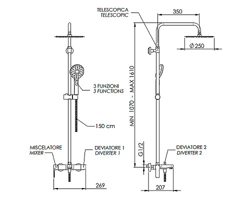 Душевая система Remer Energy EY34A8MPUFM25G Хром