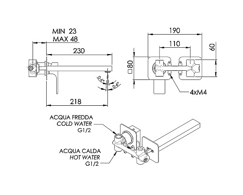 Смеситель для раковины Remer Absolute AU15PLXV Сталь