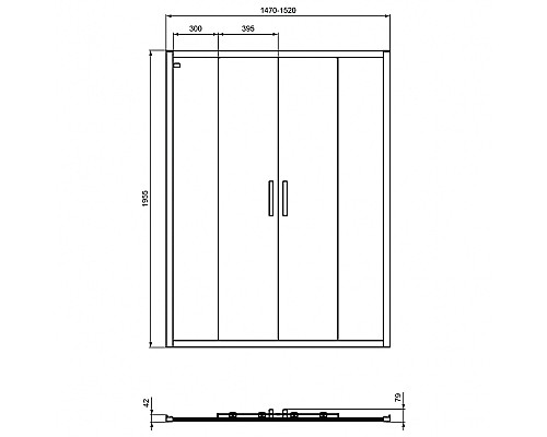 Душевая дверь Ideal Standard Connect 2 150 K968701 профиль Белый матовый стекло прозрачное