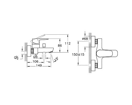Смеситель для ванны Vitra Flow Soft A4294636EXP Черный матовый