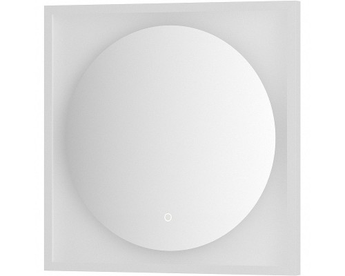 Зеркало Defesto Eclipce 60х60 с подсветкой 12W-3000К/в багетной раме/Сенсорный выключатель/Теплый белый свет/Белая рама