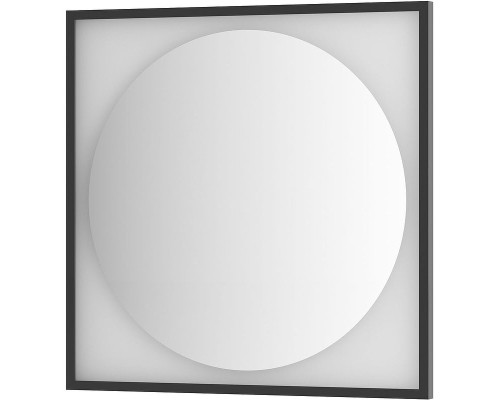 Зеркало Defesto Eclipce 80х80 с подсветкой 18W-4500К/в багетной раме/Без выключателя/Нейтральный белый свет/Черная рама