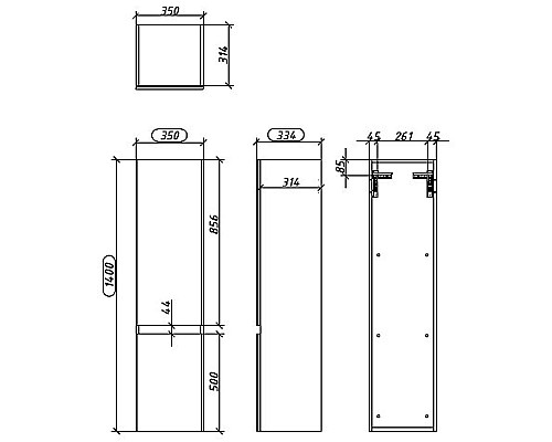 Шкаф пенал Caprigo Forte 35 R 36150R-SF028 подвесной Серый матовый