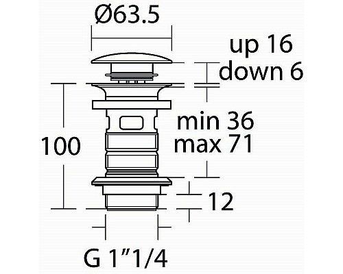 Донный клапан Ideal Standard E1482AA click-clack Хром