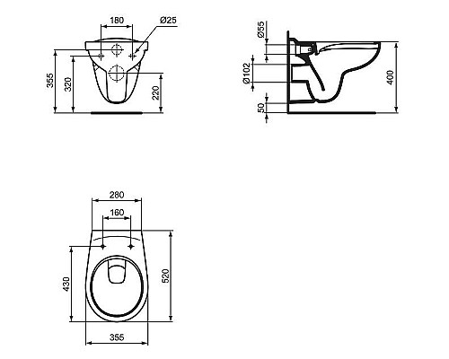 Унитаз Ideal Standard Tirso R034301 подвесной с сиденьем Микролифт