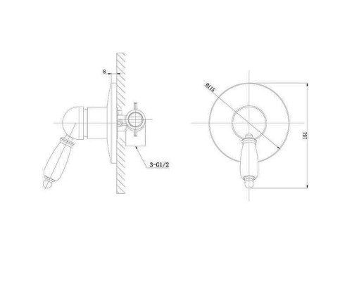 Смеситель для душа Caprigo Adria-Uno Black Edition 02B-550-crm Хром
